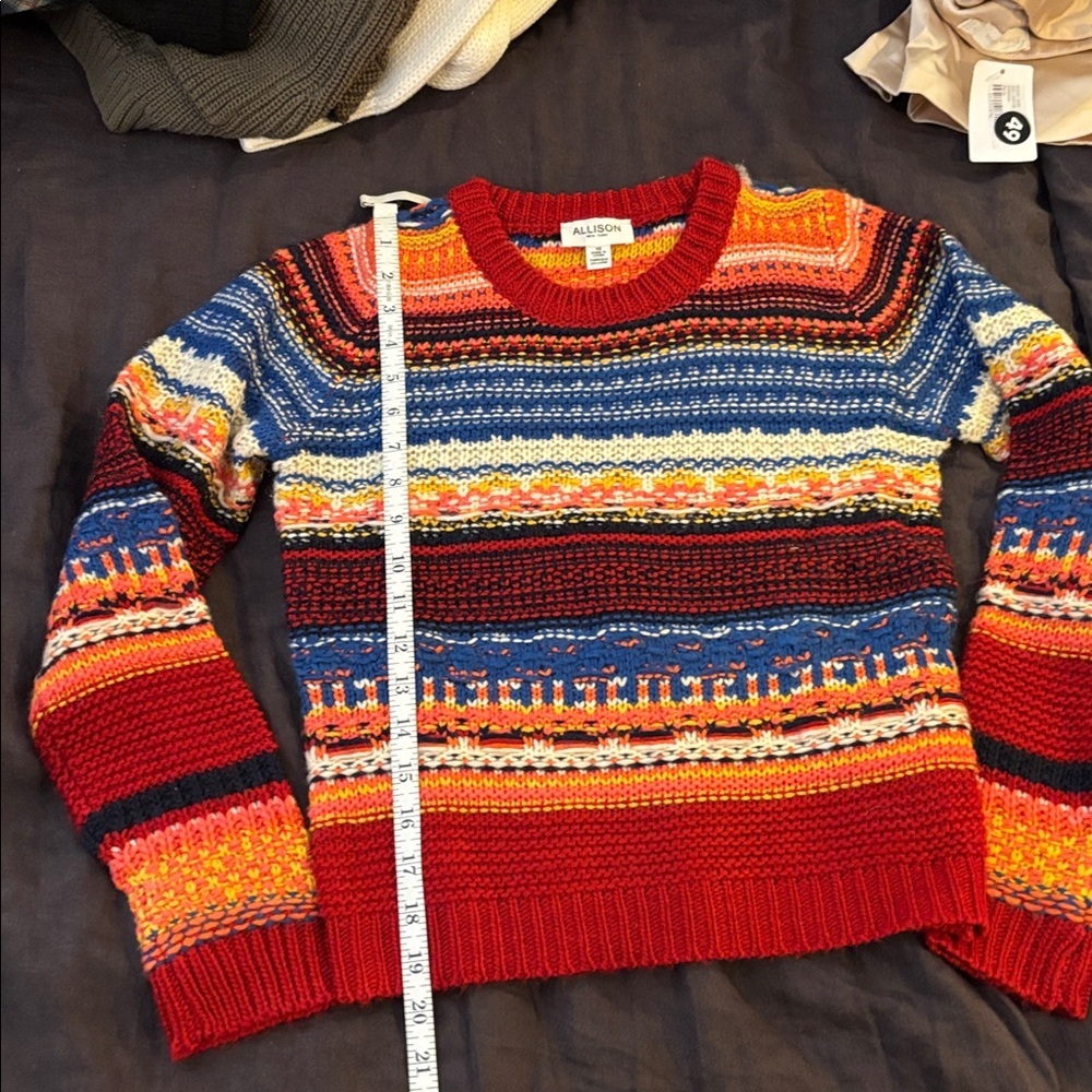 Striped Crew Neck Sweater Colorful Women's - Picture 7 of 7